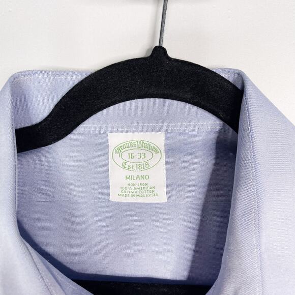 Brooks Brothers 16 Neck 33 Sleeve Blue Supima Cotton Button Down Dress Shirt - Picture 5 of 7